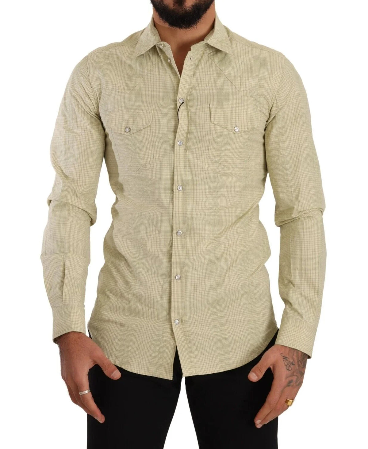 Dolce & Gabbana Yellow SICILIA Cotton Casual Slim Fit Shirt - IT39 | S - Shirts