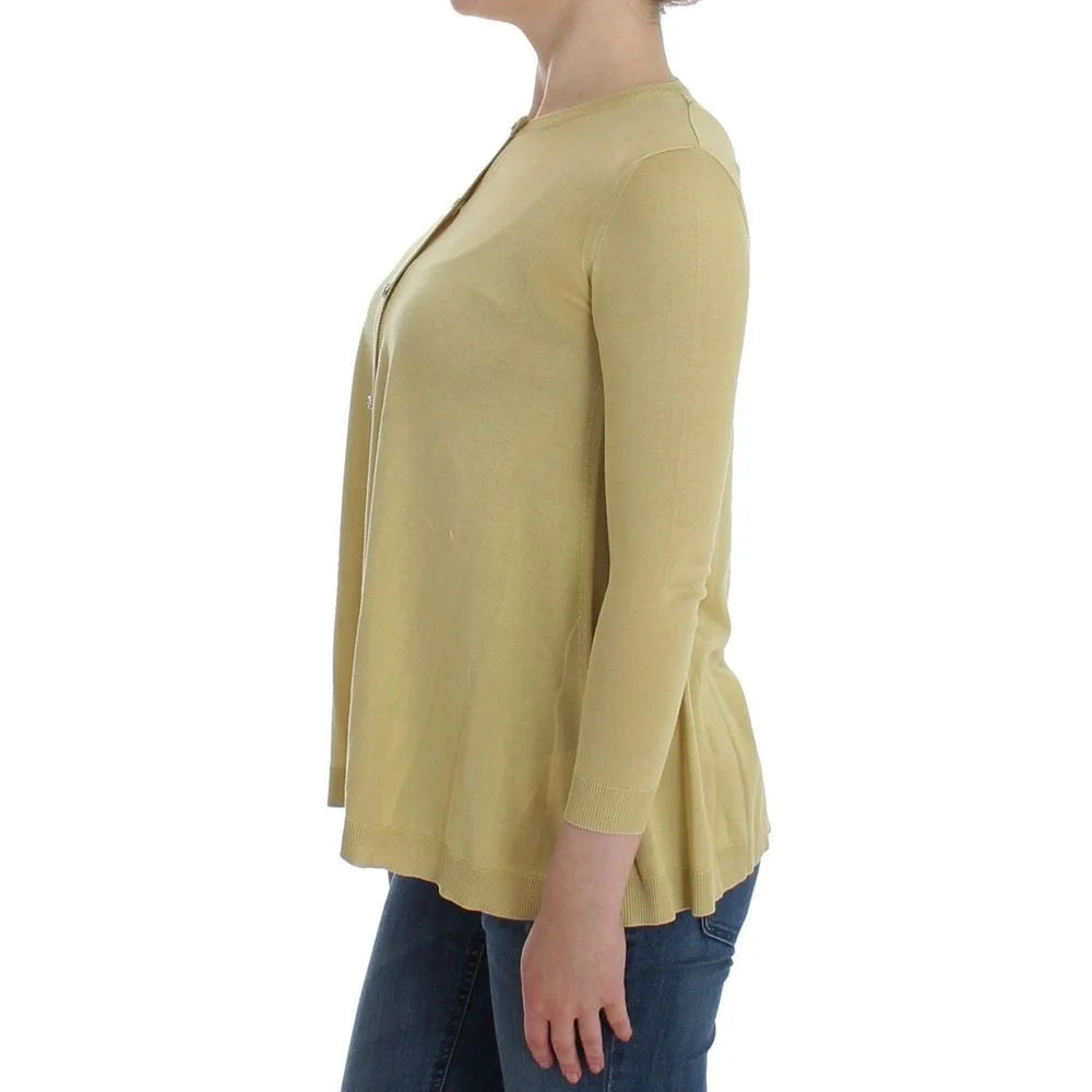 Dolce & Gabbana Yellow Silk Cardigan - IT36 | XS