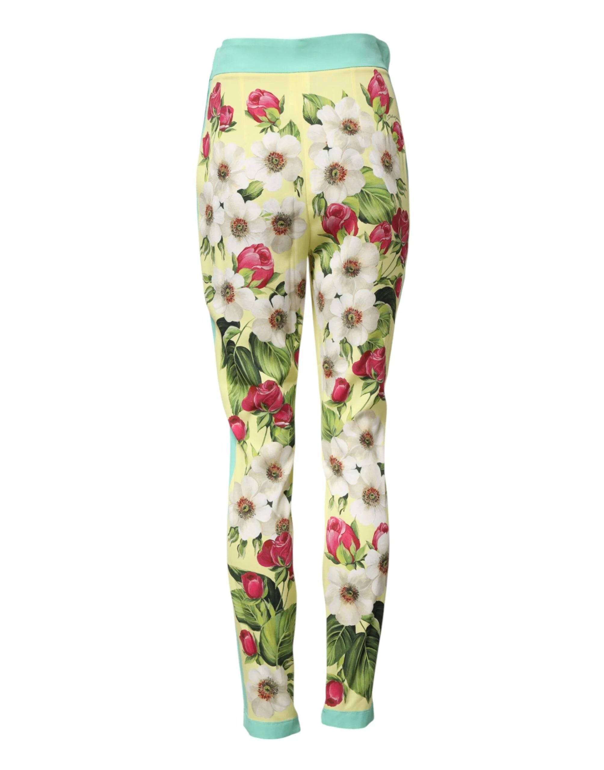 Dolce & Gabbana Yellow Silk Floral Leggings Pants - IT40|S - Leggings