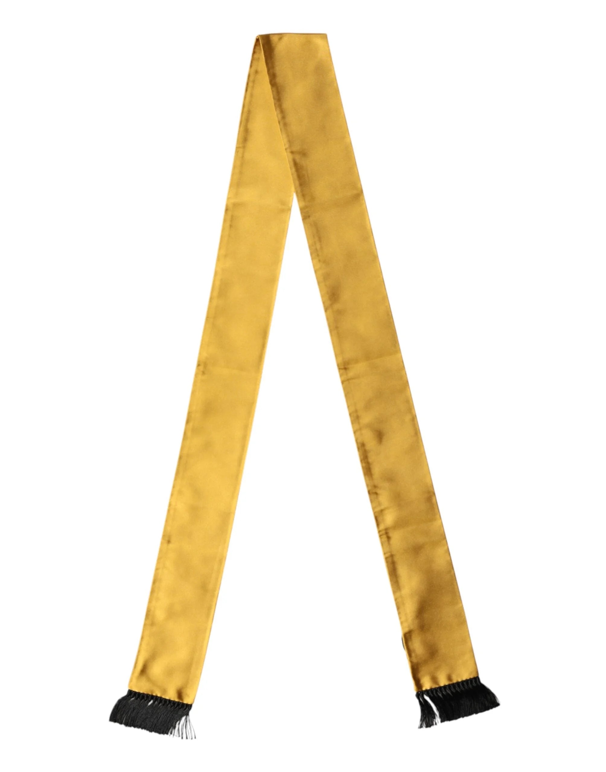 Dolce & Gabbana Yellow Silk Fringes Neck Wrap Foulard Scarf