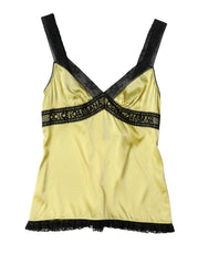 Dolce & Gabbana Yellow Silk Lace Trim Lingerie Top Underwear - IT2 | S