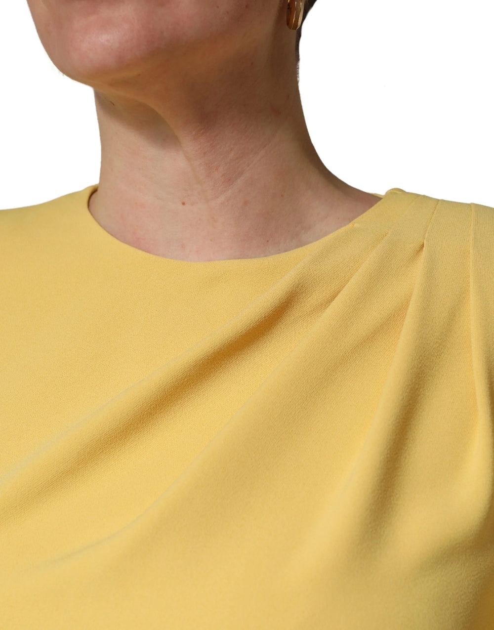 Dolce & Gabbana Yellow Silk Long Sleeves Sheath Midi Dress - IT40|S