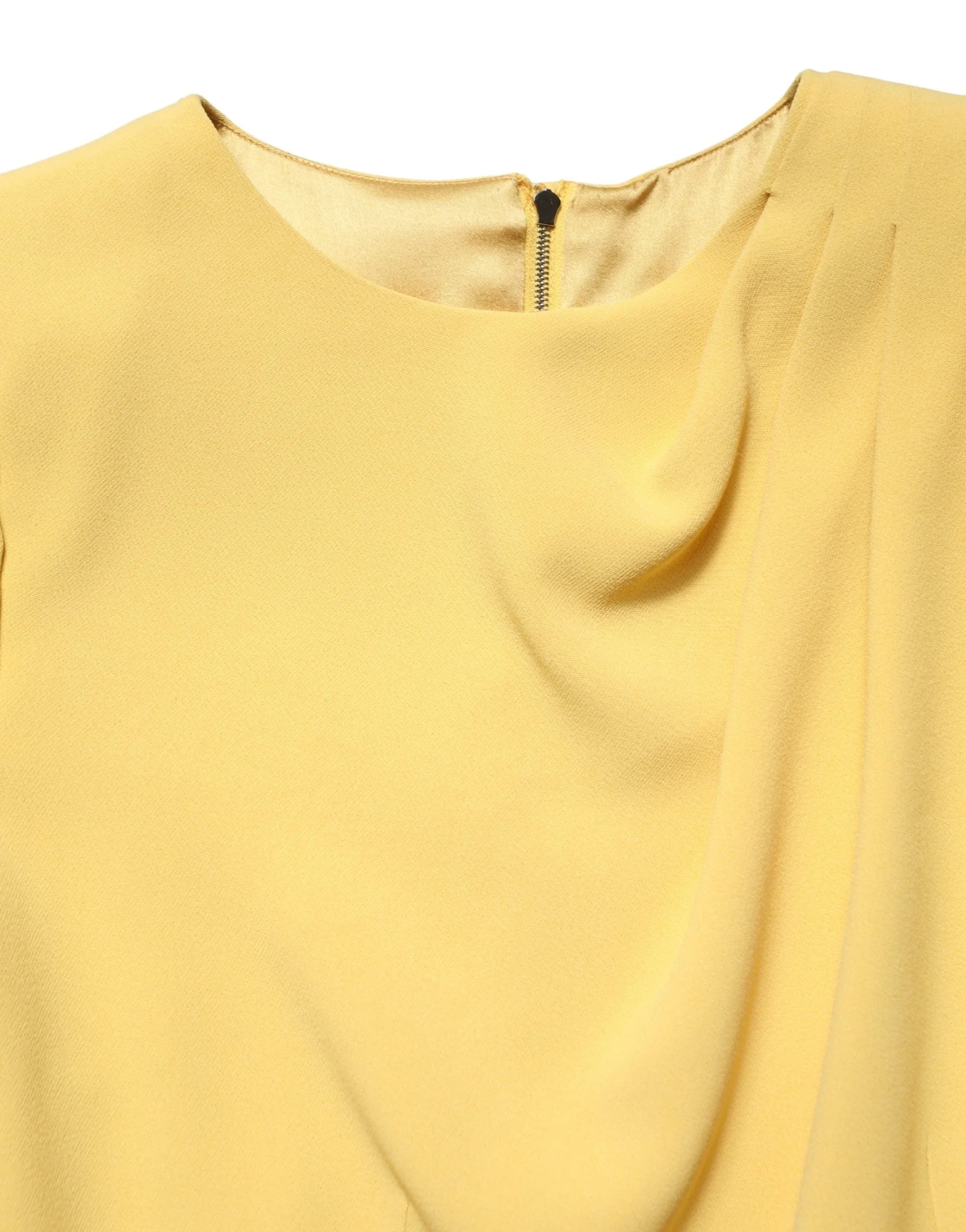 Dolce & Gabbana Yellow Silk Long Sleeves Sheath Midi Dress - IT40|S