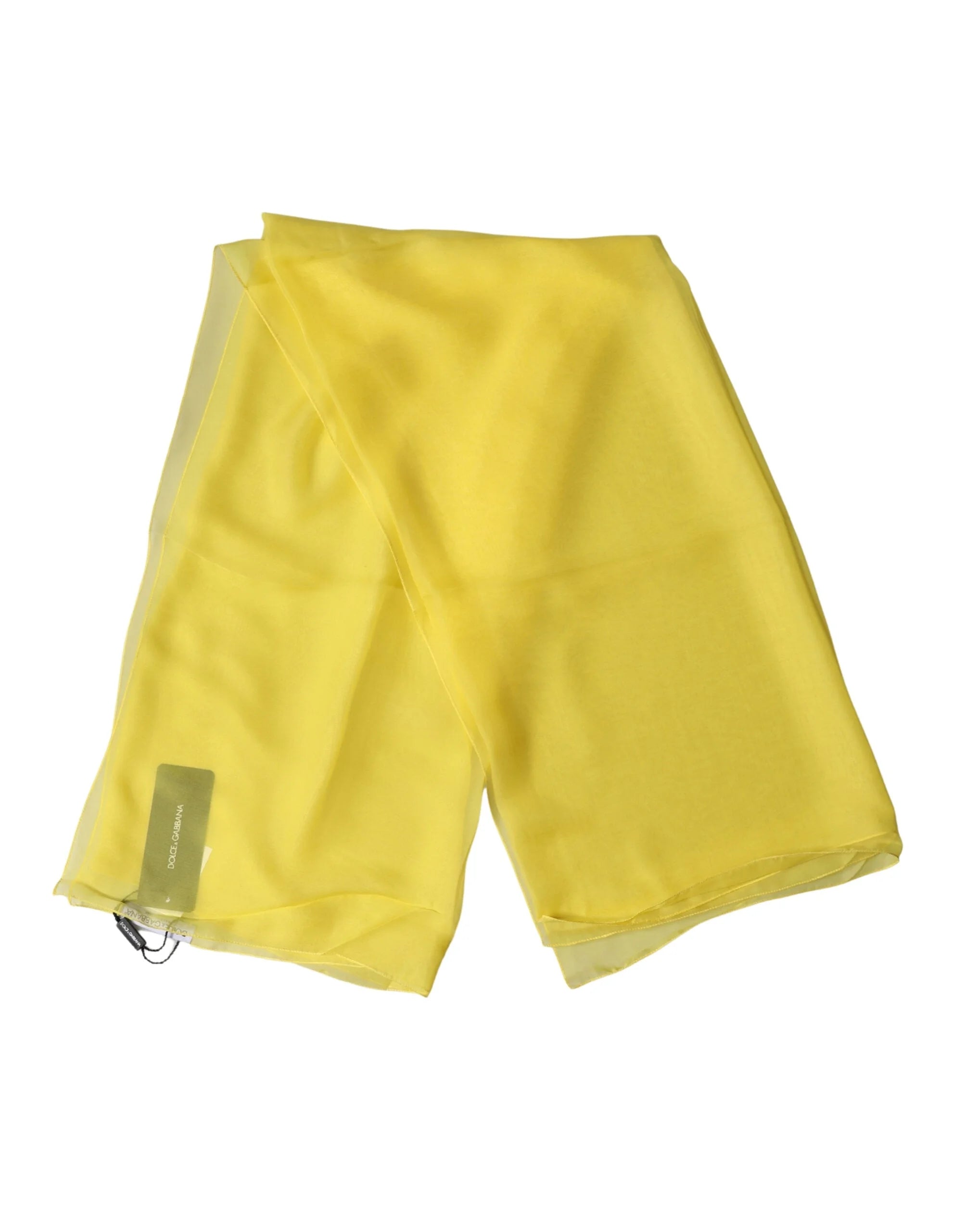 Dolce & Gabbana Yellow Silk Neck Wrap Shawl Foulard 133cm x 130cm Scarf