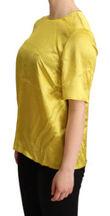 Dolce & Gabbana Yellow Silk Short Sleeve Blouse T-shirt - Blouses