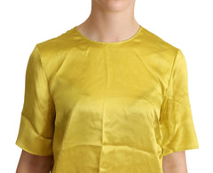 Dolce & Gabbana Yellow Silk Short Sleeve Blouse T-shirt - Blouses