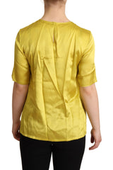 Dolce & Gabbana Yellow Silk Short Sleeve Blouse T-shirt - Blouses