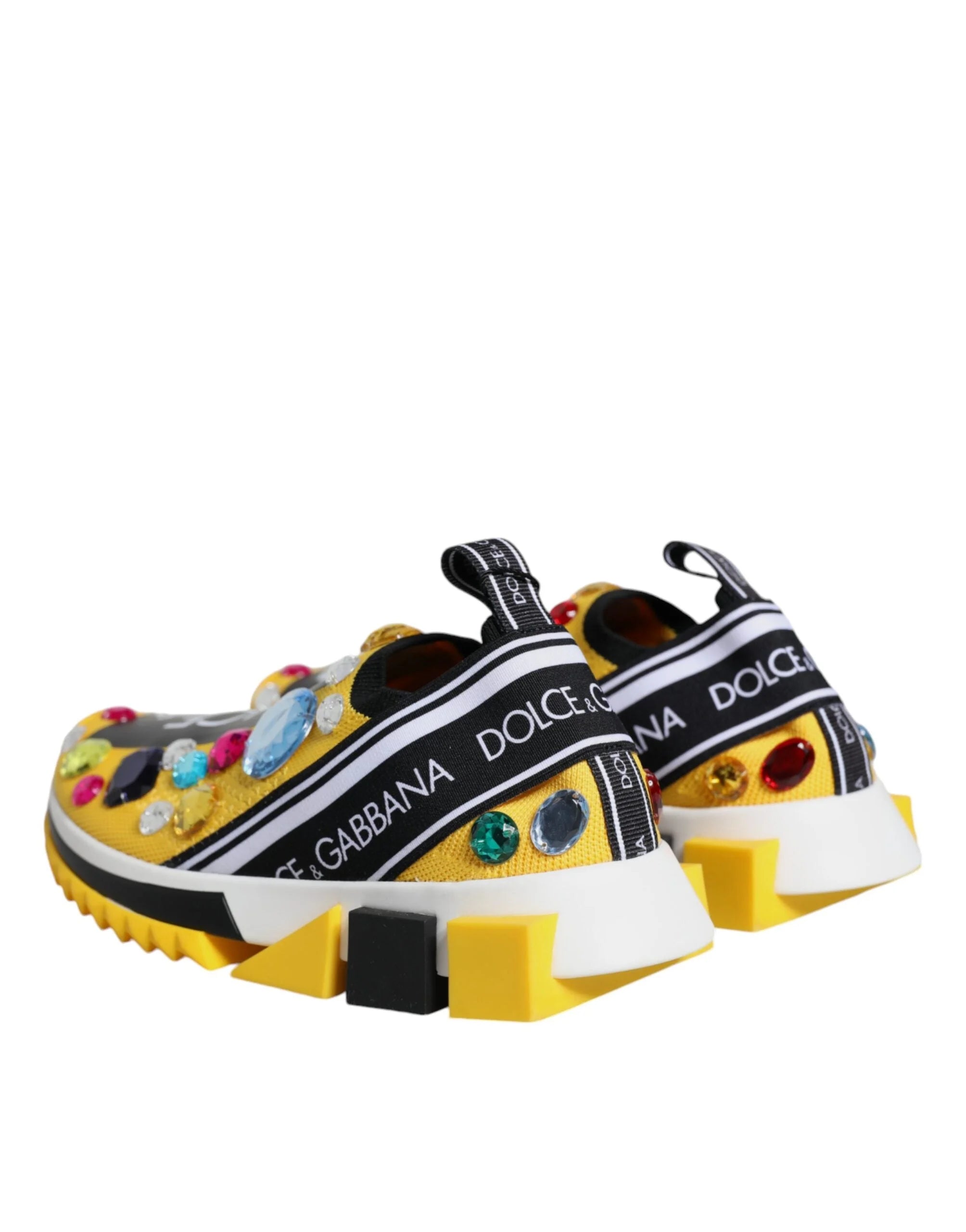 Dolce & Gabbana Yellow Sorrento Crystals Low Top Sneakers Shoes - EU36.5/US6 - Sneakers