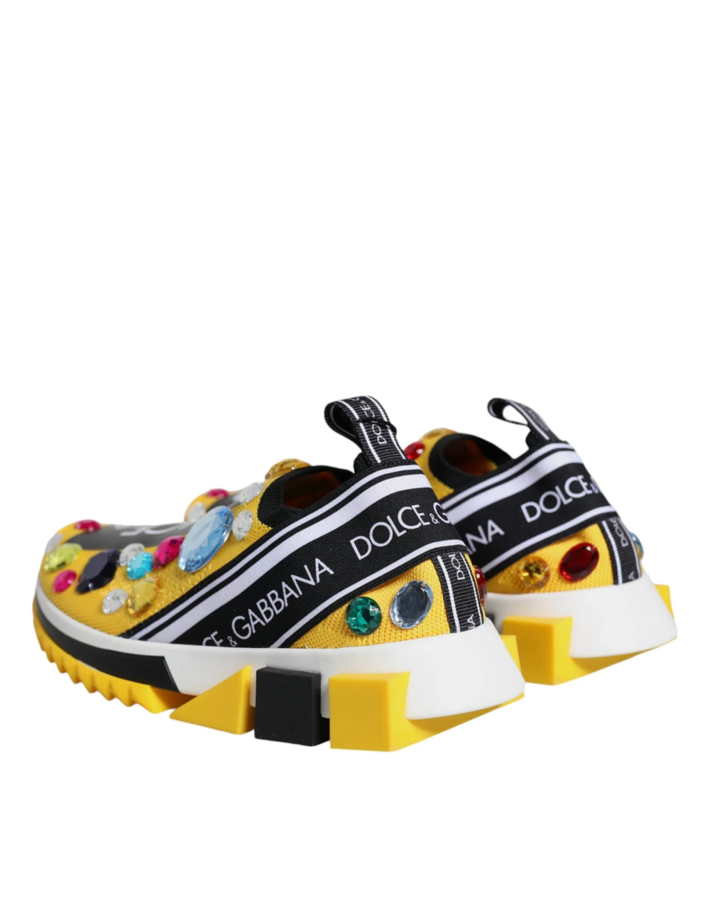 Dolce & Gabbana Yellow Sorrento Crystals Low Top Sneakers Shoes - EU36.5/US6 - Sneakers