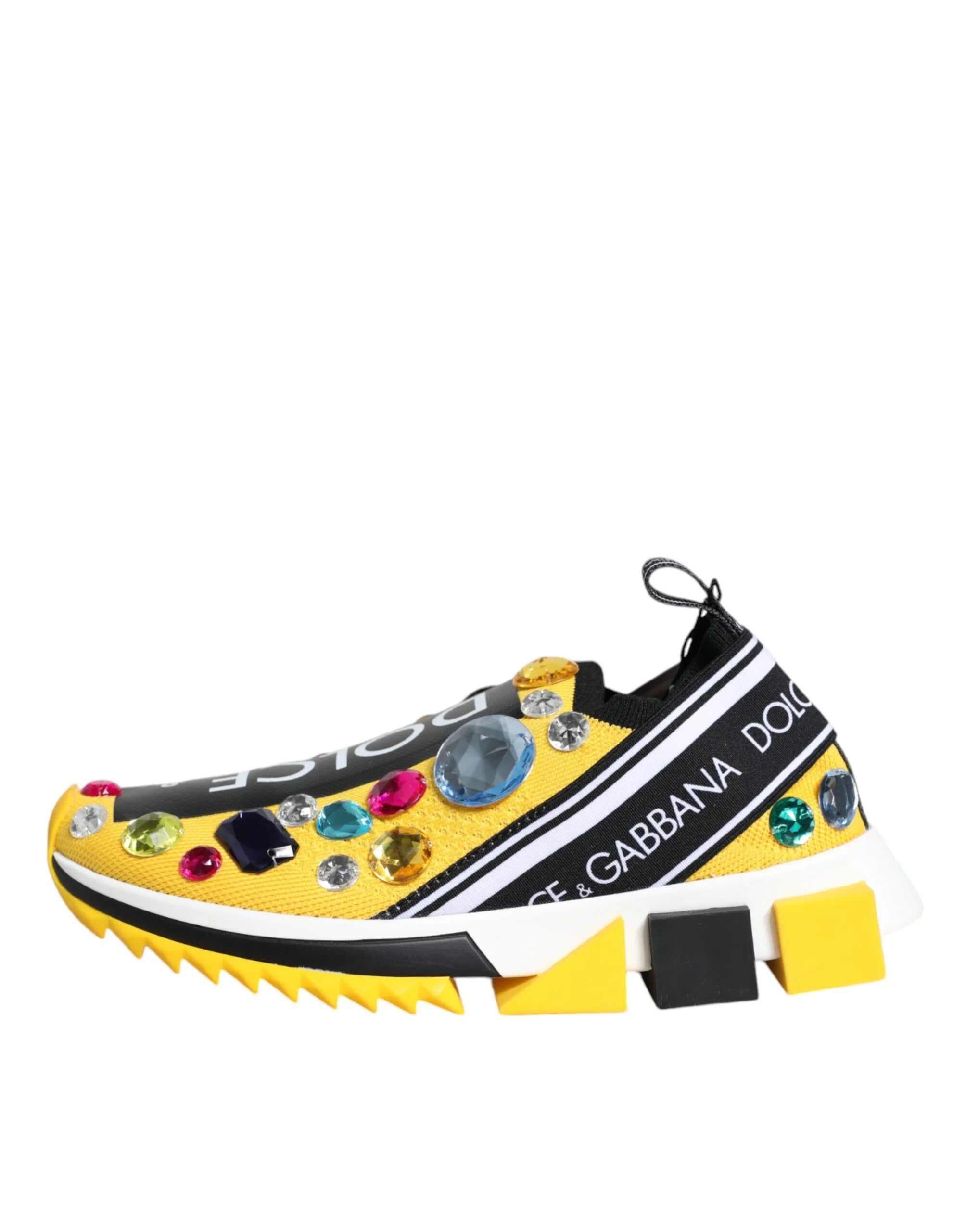 Dolce & Gabbana Yellow Sorrento Crystals Low Top Sneakers Shoes - EU36.5/US6 - Sneakers