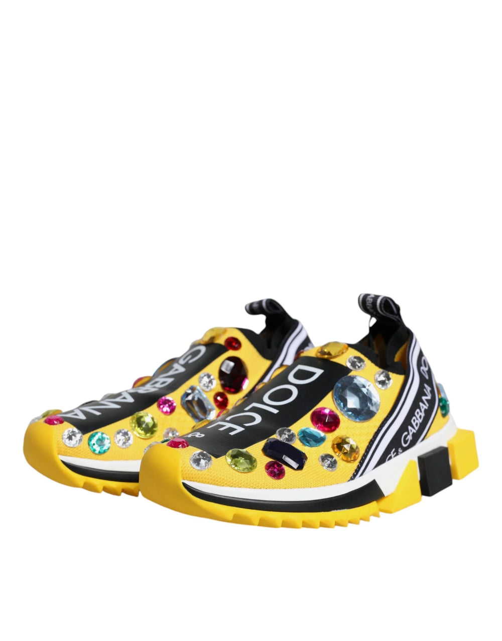 Dolce & Gabbana Yellow Sorrento Crystals Low Top Sneakers Shoes - EU36.5/US6 - Sneakers