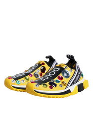 Dolce & Gabbana Yellow Sorrento Crystals Low Top Sneakers Shoes - EU36.5/US6 - Sneakers