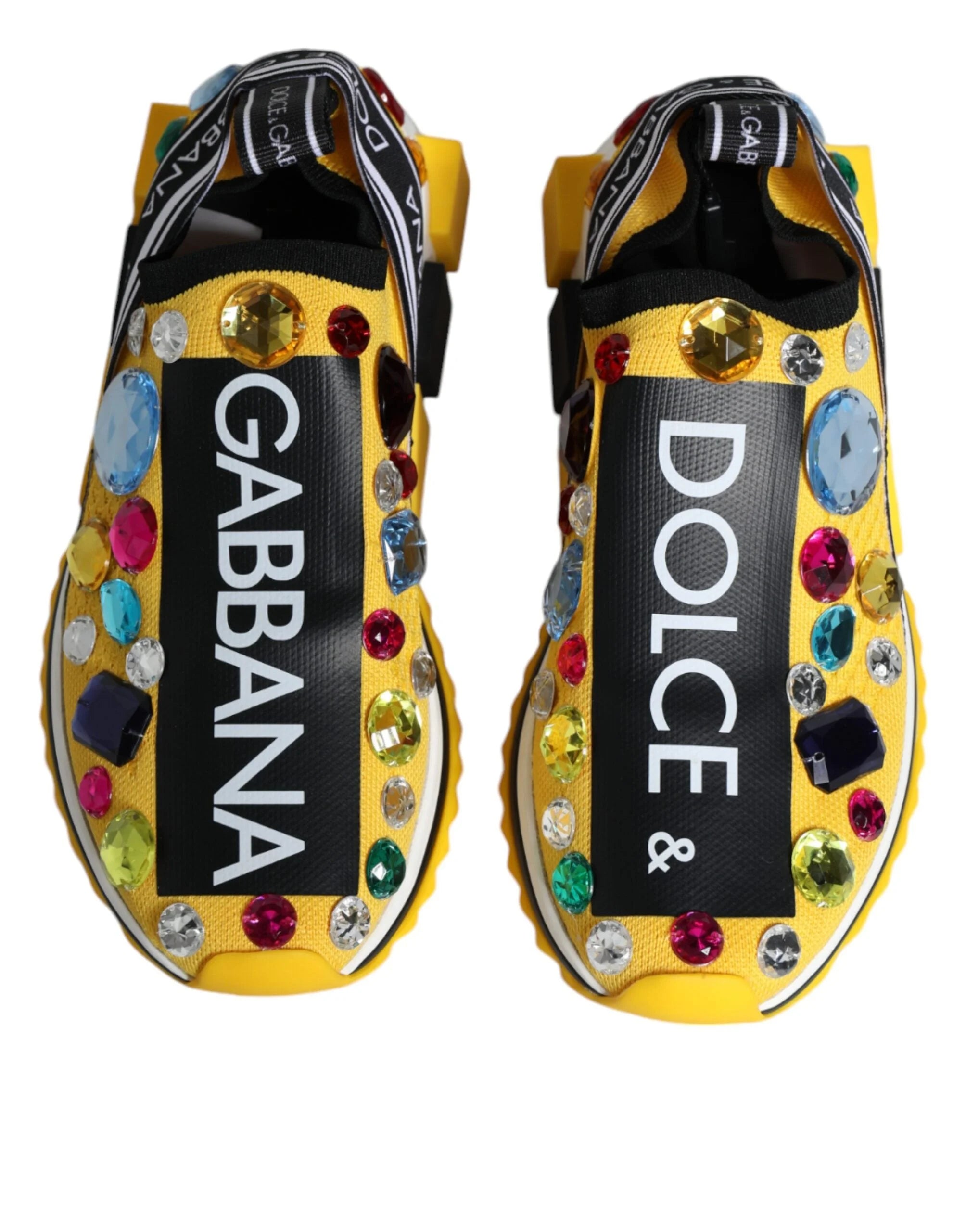 Dolce & Gabbana Yellow Sorrento Crystals Low Top Sneakers Shoes - EU36.5/US6 - Sneakers
