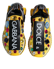 Dolce & Gabbana Yellow Sorrento Crystals Low Top Sneakers Shoes - EU36.5/US6 - Sneakers