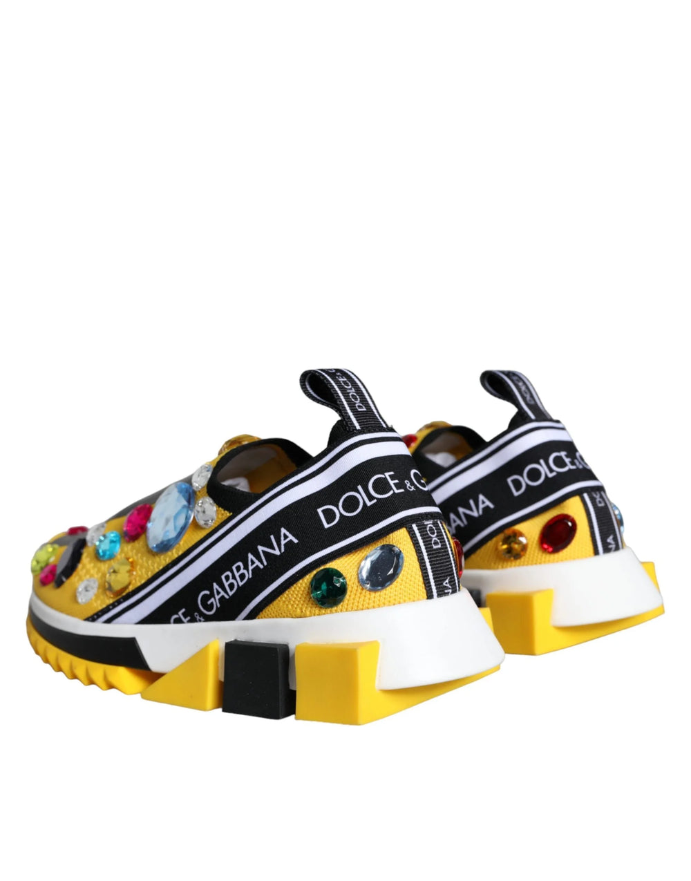 Dolce & Gabbana Yellow Sorrento Crystals Sneakers Womens Shoes - Sneakers