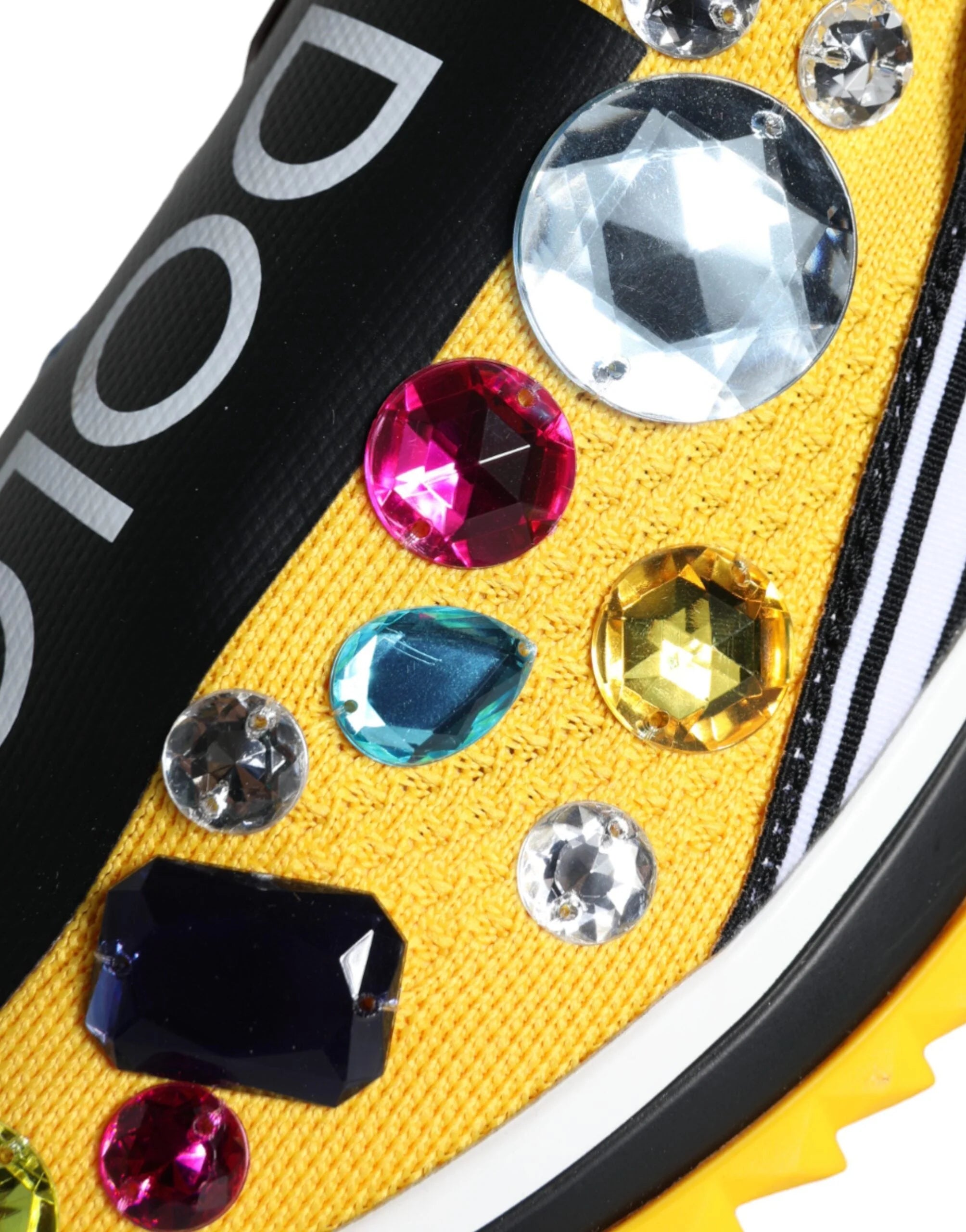 Dolce & Gabbana Yellow Sorrento Crystals Sneakers Womens Shoes - EU35/US4.5