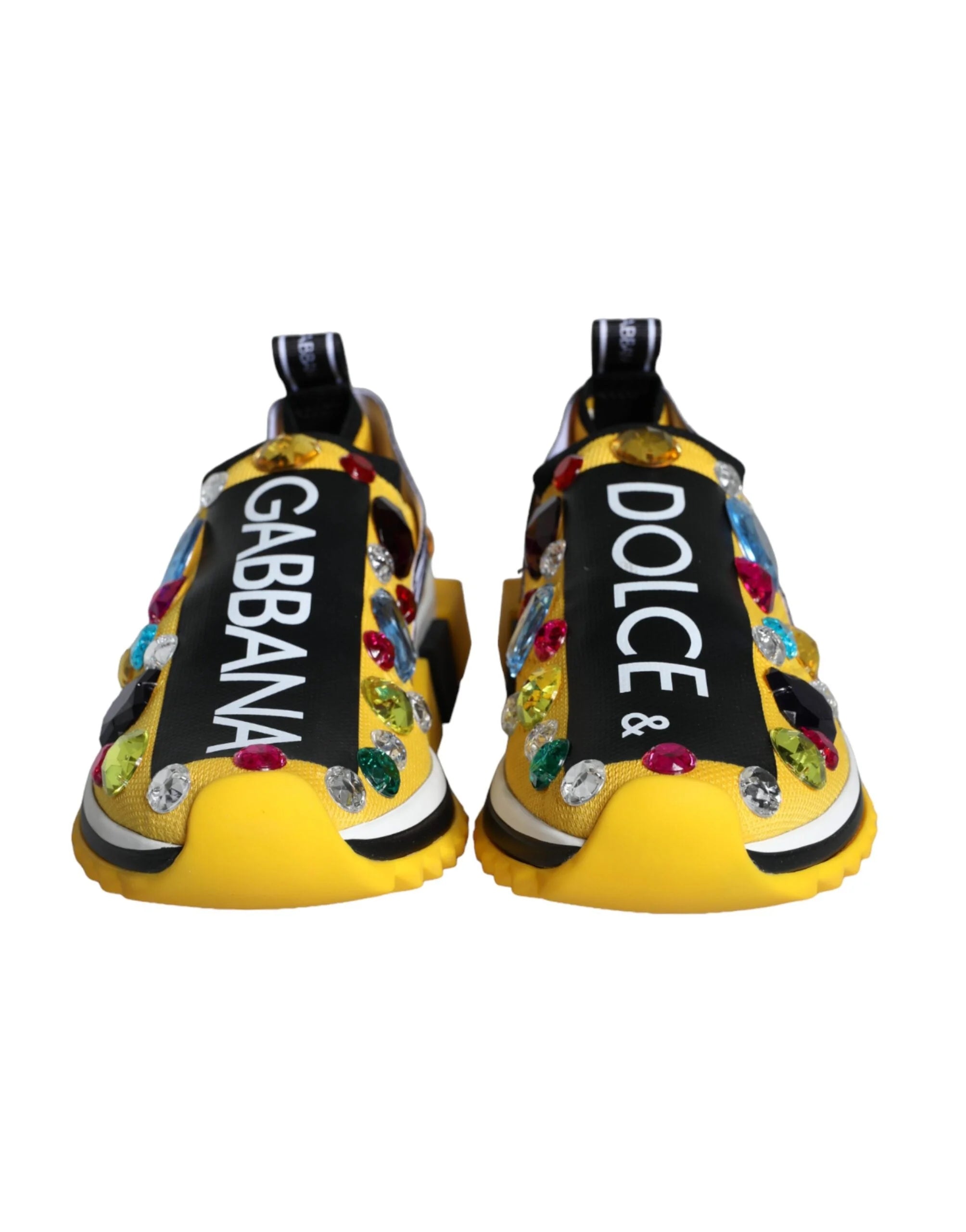 Dolce & Gabbana Yellow Sorrento Crystals Sneakers Womens Shoes - Sneakers