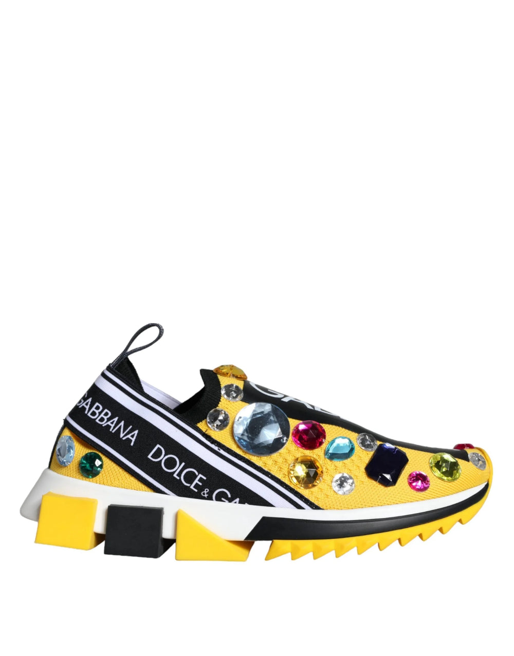 Dolce & Gabbana Yellow Sorrento Crystals Sneakers Womens Shoes - Sneakers