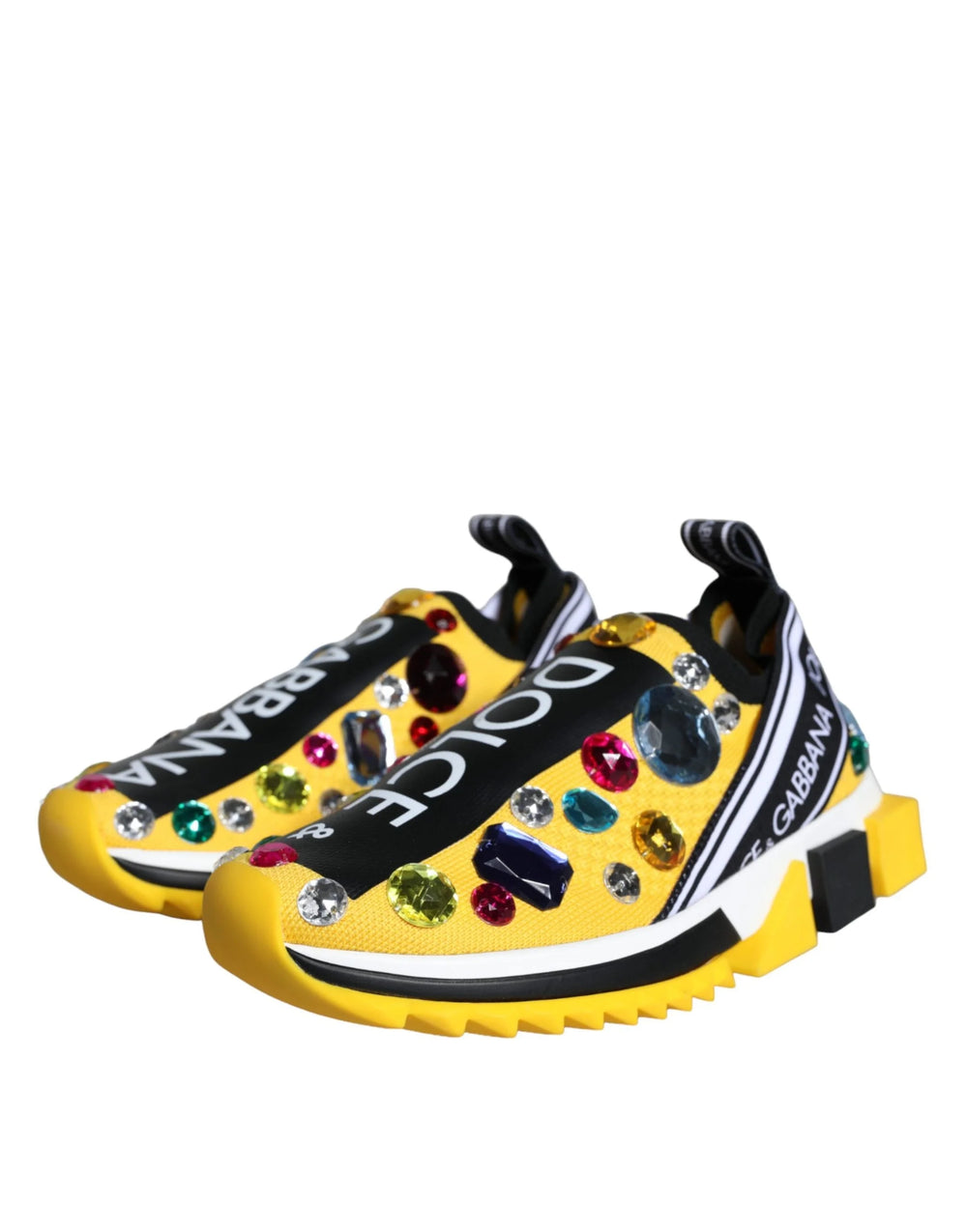 Dolce & Gabbana Yellow Sorrento Crystals Sneakers Womens Shoes - Sneakers