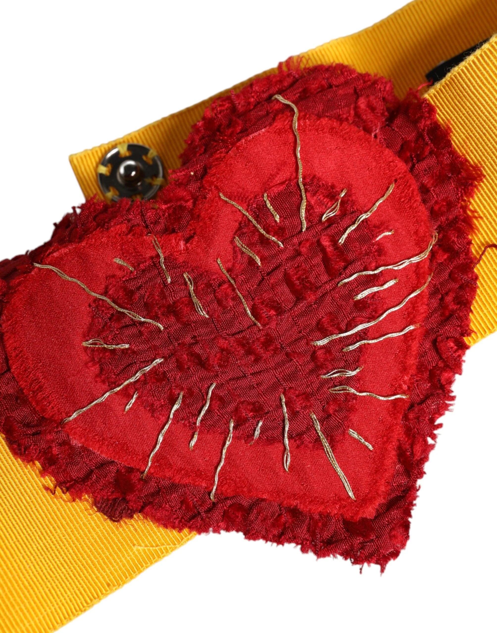 Dolce & Gabbana Yellow Stretch Wide Waist Heart Embellished Belt - IT40|S - Belts