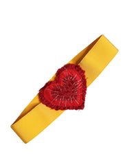 Dolce & Gabbana Yellow Stretch Wide Waist Heart Embellished Belt - IT40|S - Belts