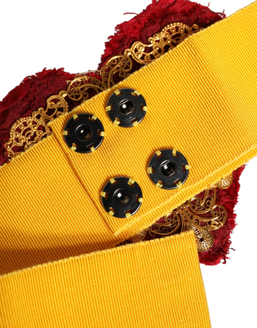 Dolce & Gabbana Yellow Stretch Wide Waist Heart Embellished Belt - IT40|S - Belts