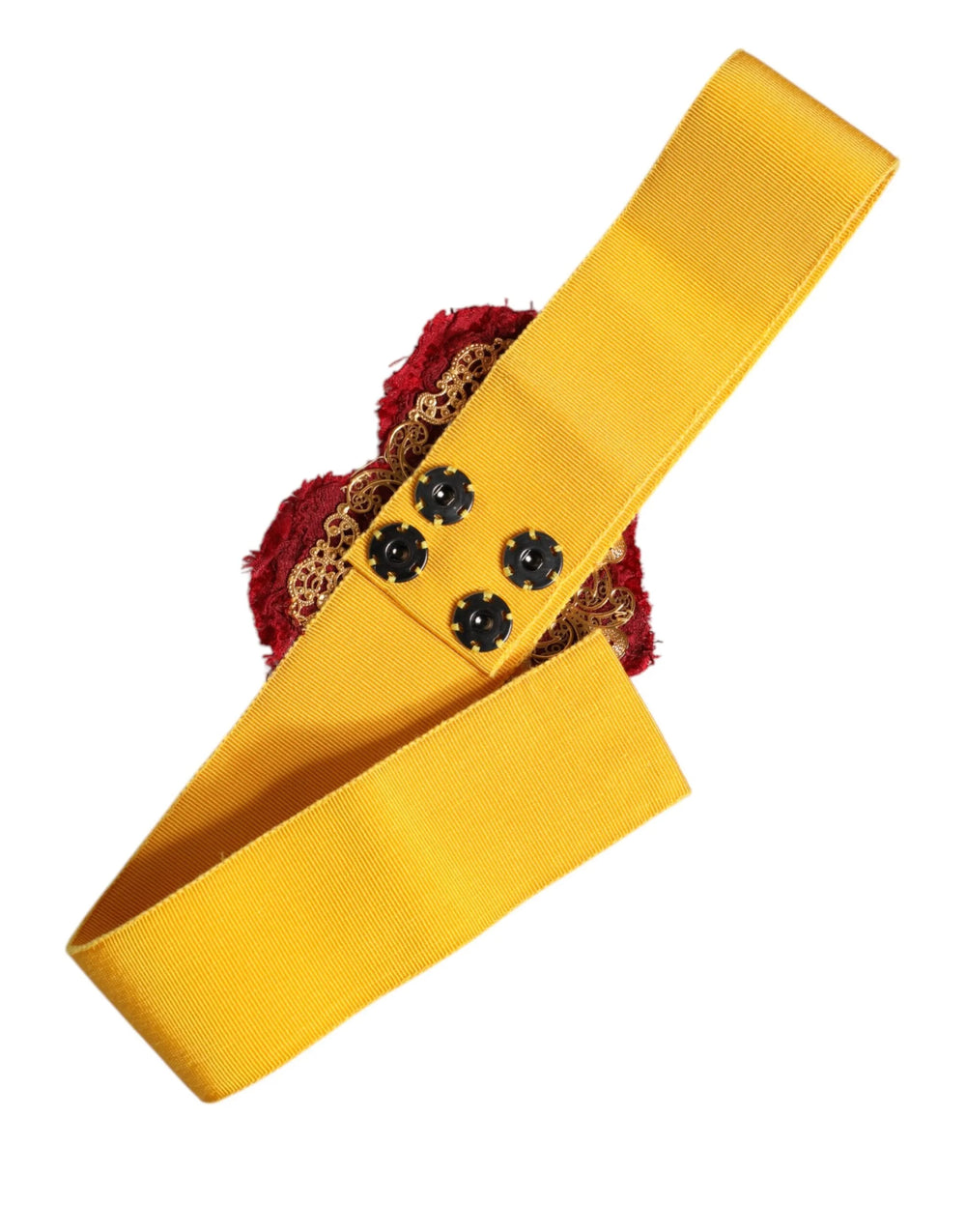 Dolce & Gabbana Yellow Stretch Wide Waist Heart Embellished Belt - IT40|S - Belts