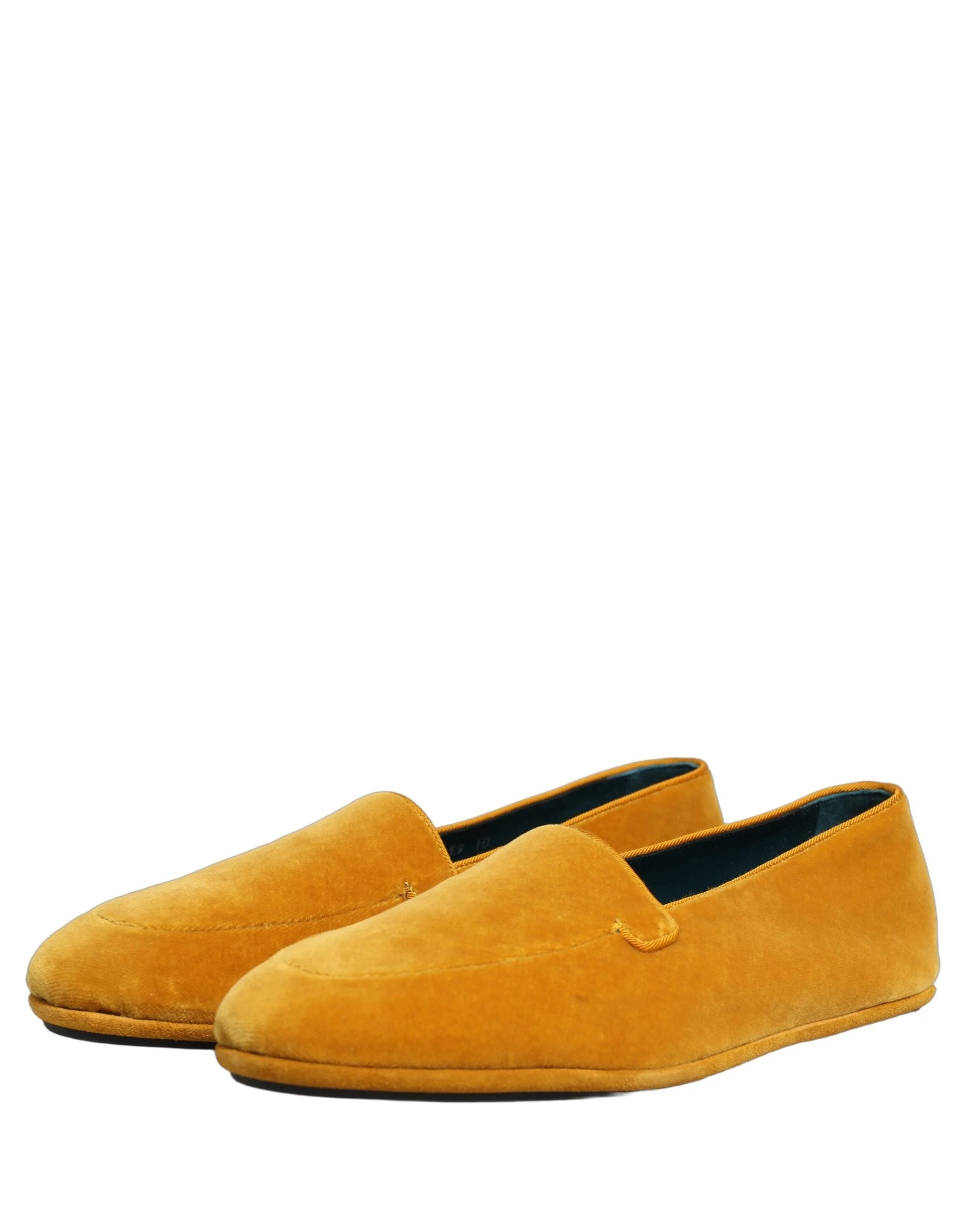 Dolce & Gabbana Yellow Velvet Slip On Men Dress Loafers Shoes - EU44/US11