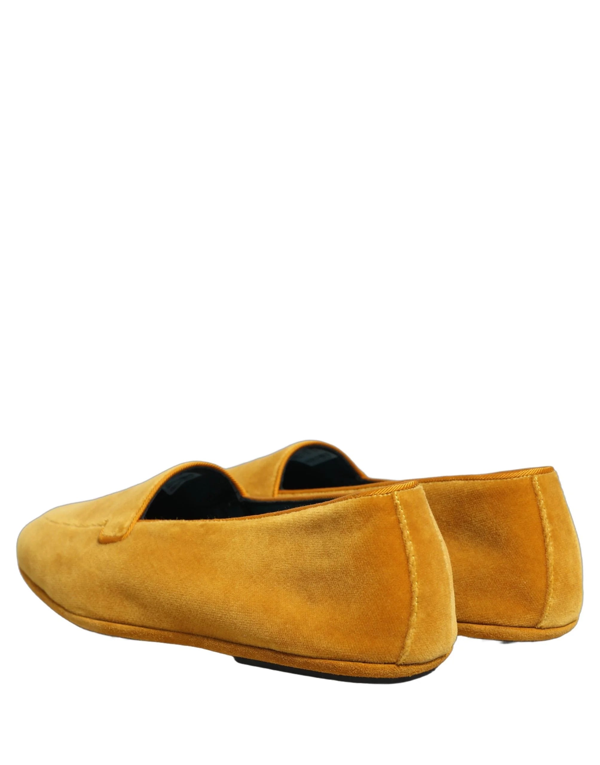 Dolce & Gabbana Yellow Velvet Slip On Men Dress Loafers Shoes - EU44/US11