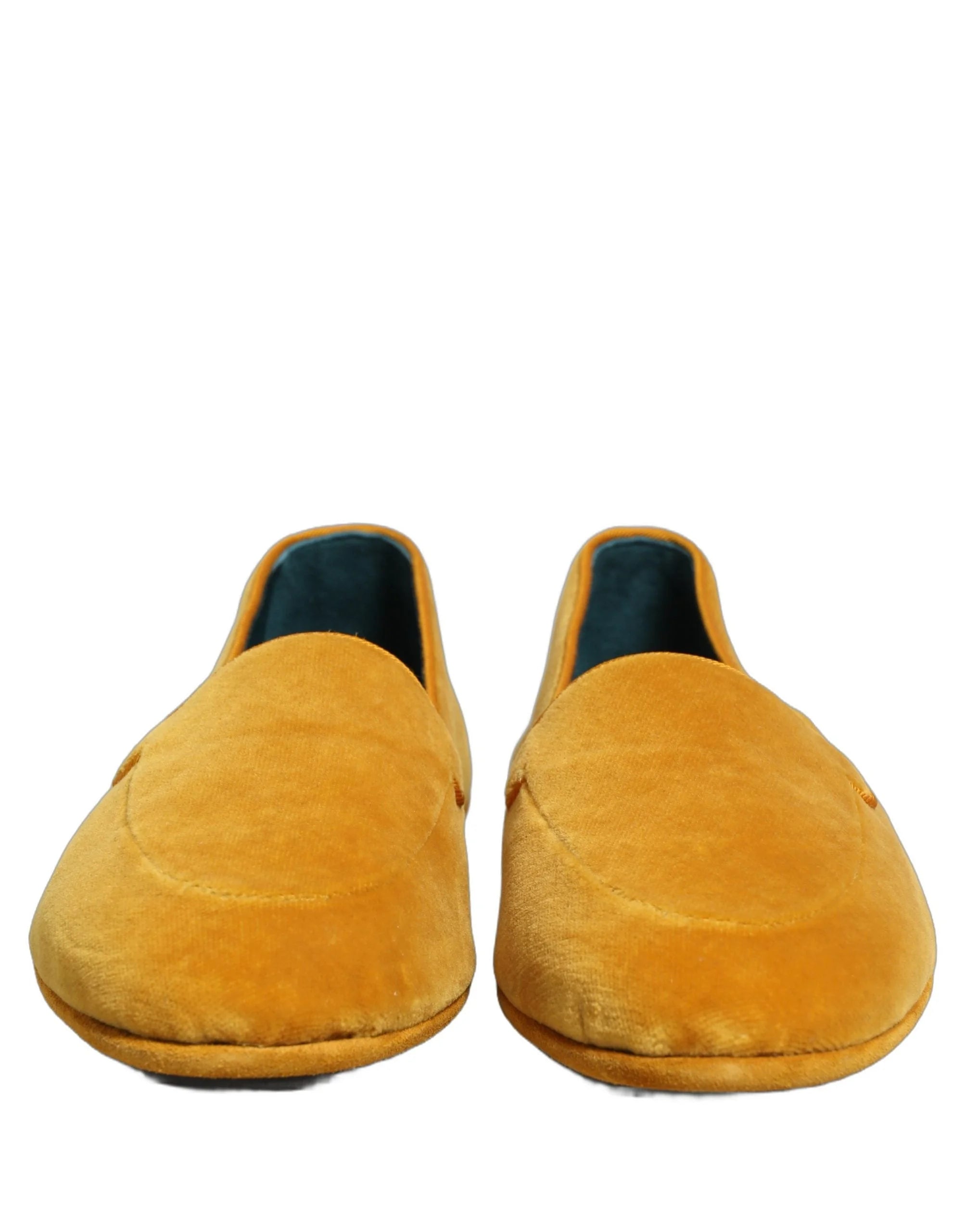 Dolce & Gabbana Yellow Velvet Slip On Men Dress Loafers Shoes - EU44/US11