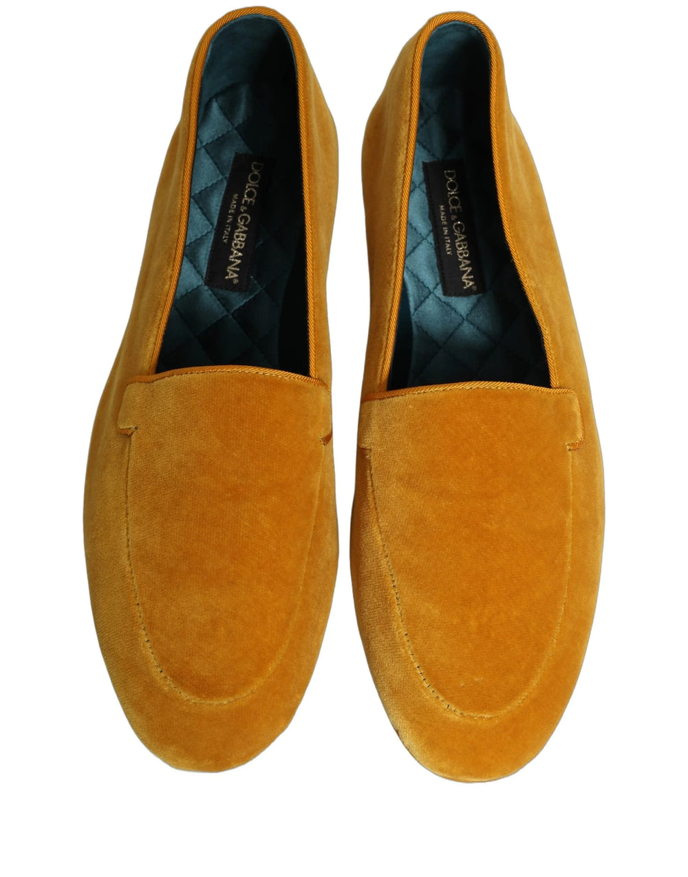 Dolce & Gabbana Yellow Velvet Slip On Men Dress Loafers Shoes - EU44/US11
