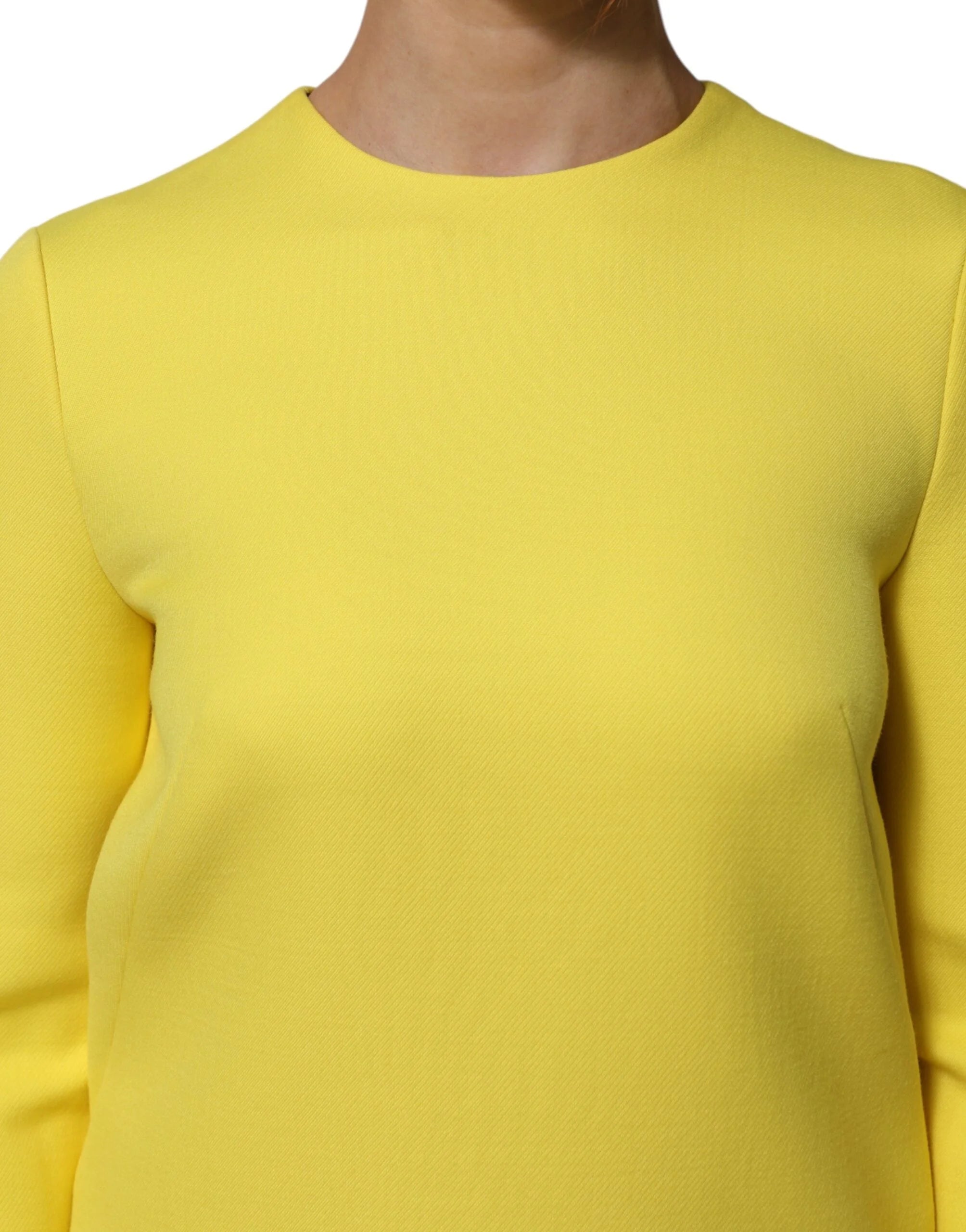 Dolce & Gabbana Yellow Viscose Acetate Mini Long Sleeve Dress - IT40|S