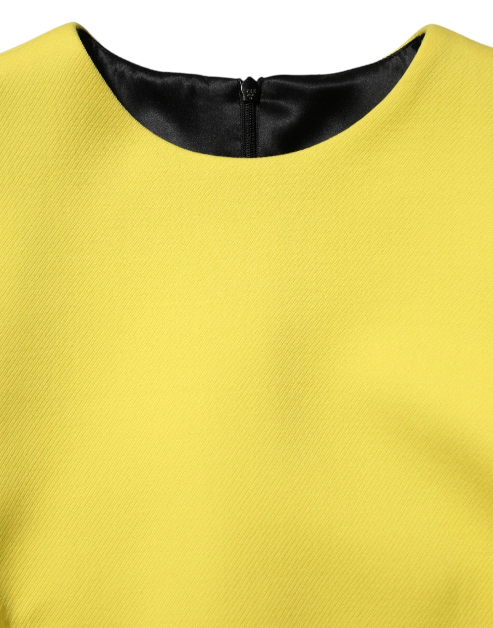 Dolce & Gabbana Yellow Viscose Acetate Mini Long Sleeve Dress - IT40|S