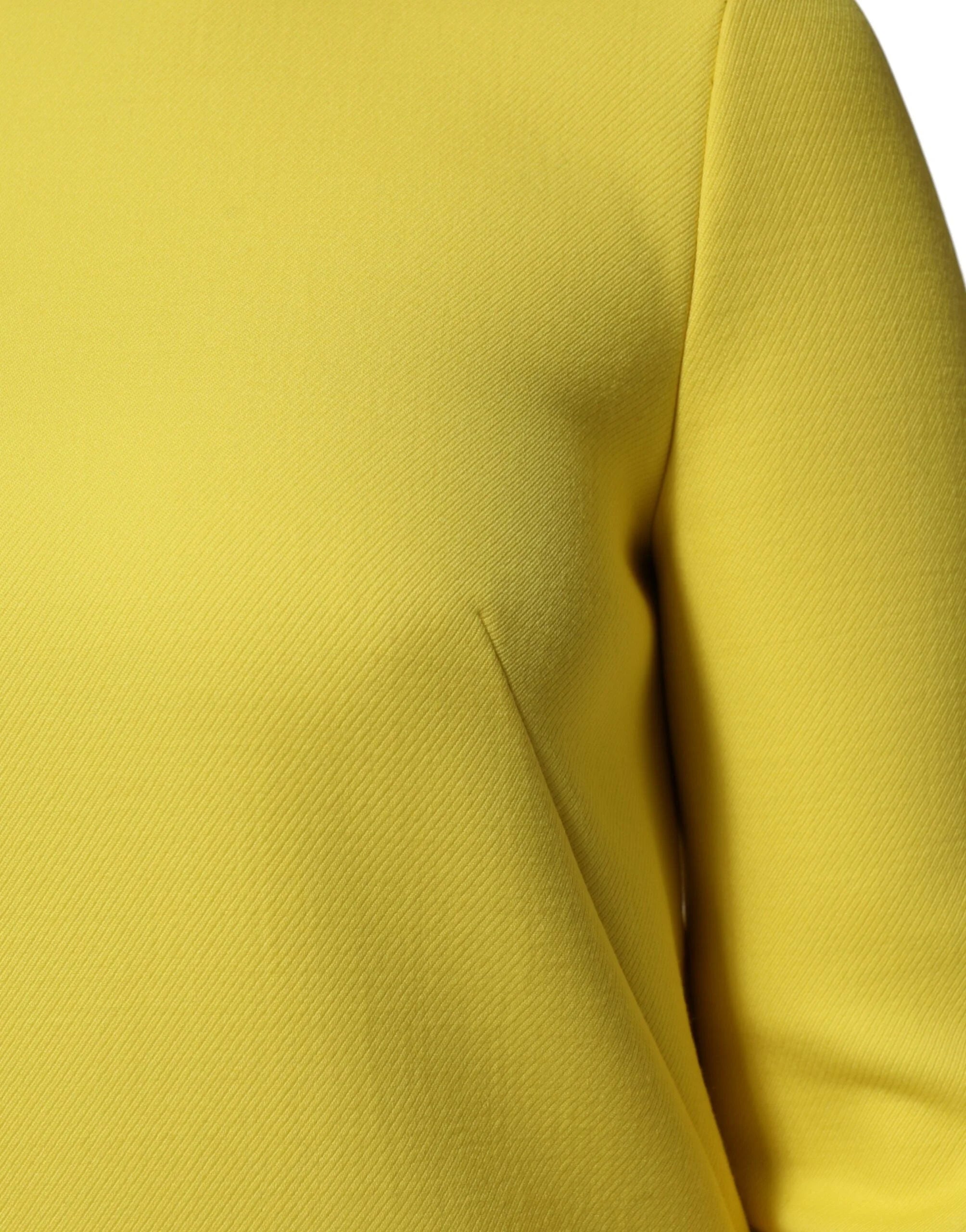 Dolce & Gabbana Yellow Viscose Acetate Mini Long Sleeve Dress - IT40|S