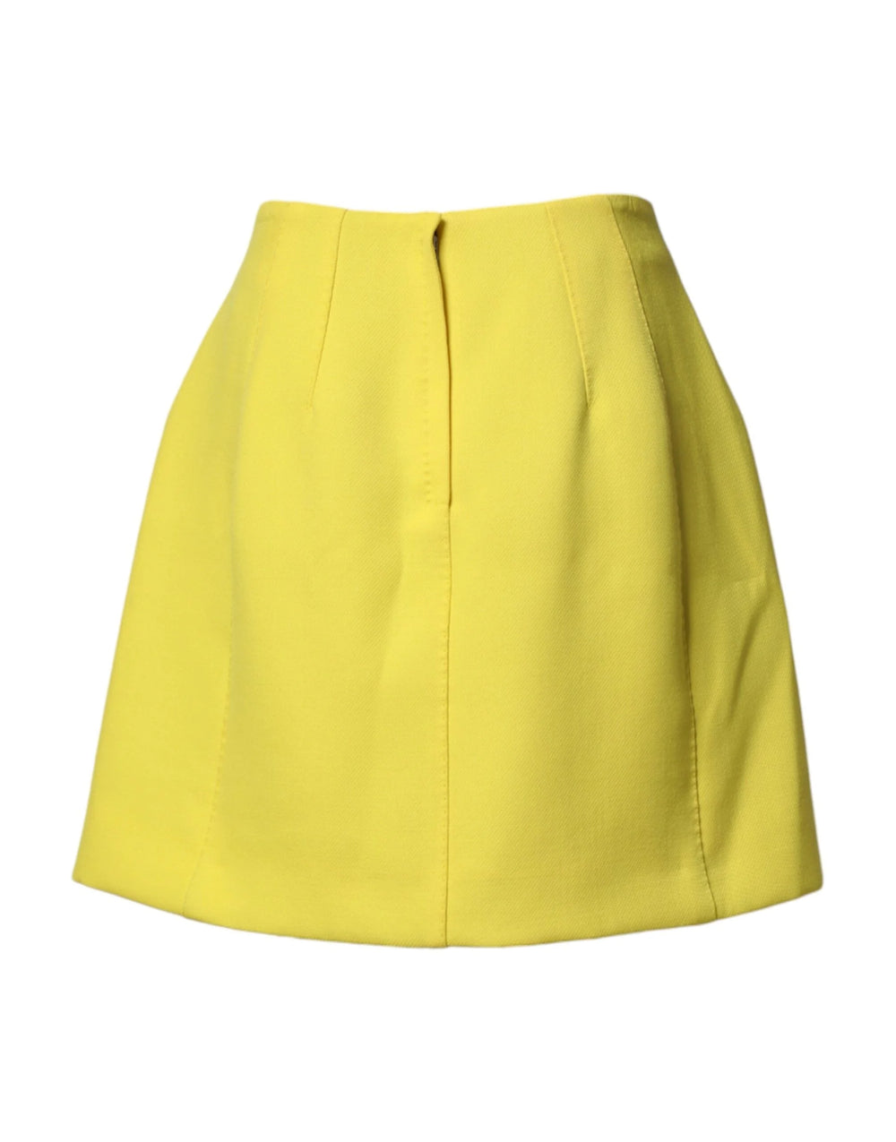 Dolce & Gabbana Yellow Wool Buttoned High Waist Mini Skirt
