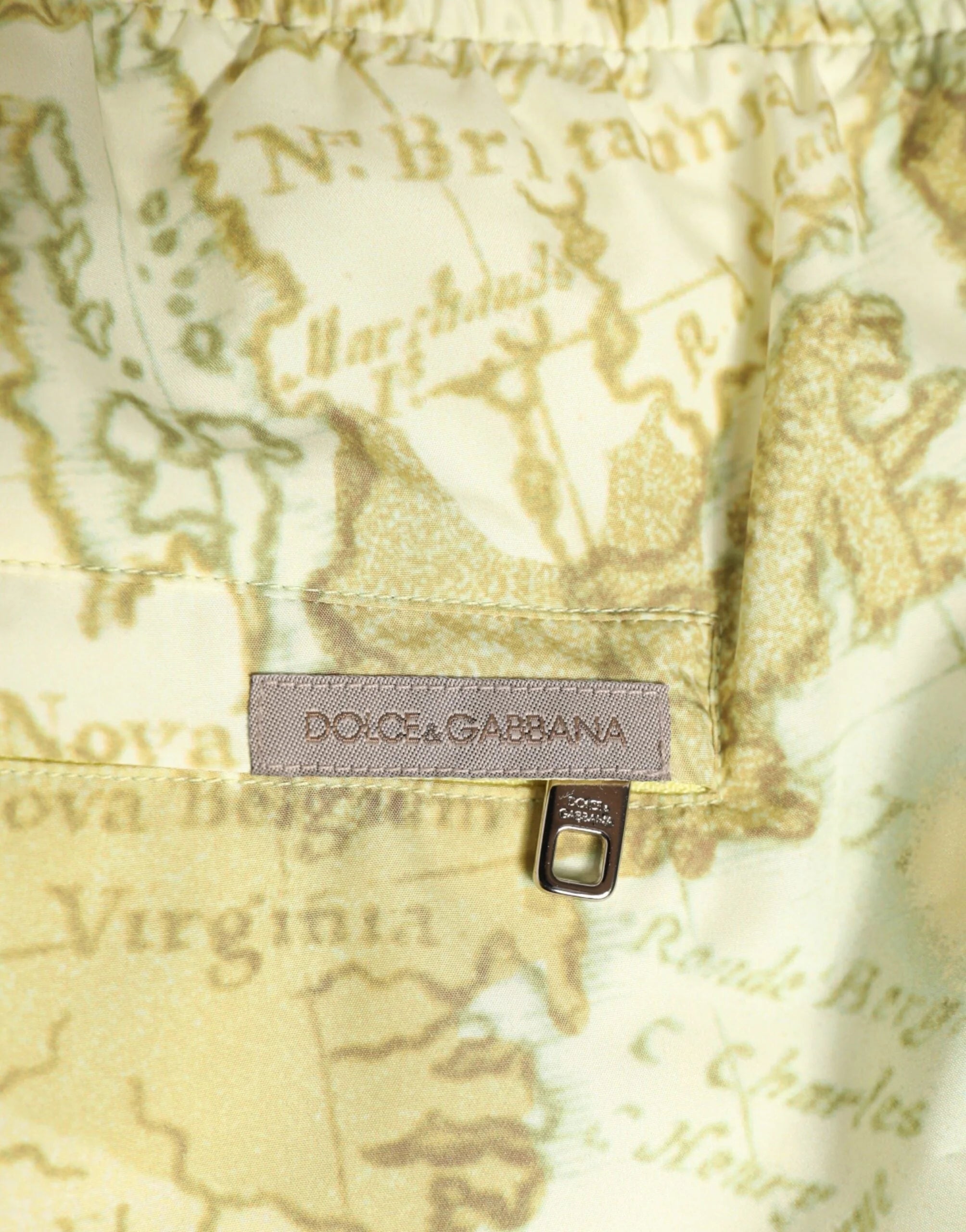 Dolce & Gabbana Yellow World Map Polyester Elastic Waistband Swimwear - IT4 | S - Swim Boxers