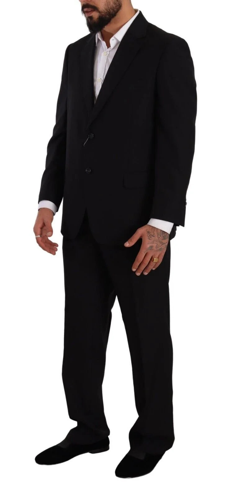 Domenico Tagliente Black Polyester Single Breasted Formal Suit - IT51 | L - Suits