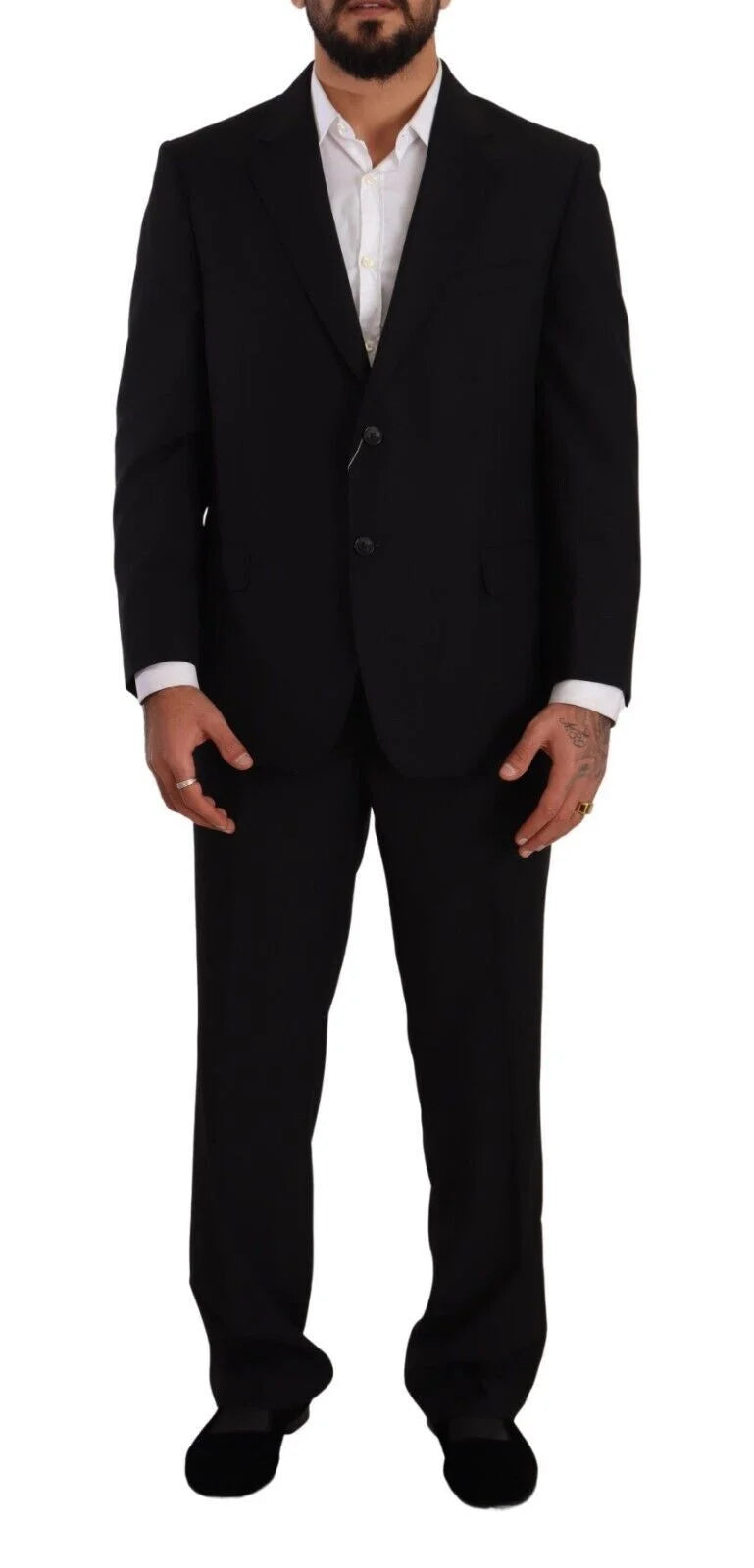 Domenico Tagliente Black Polyester Single Breasted Formal Suit - IT51 | L - Suits