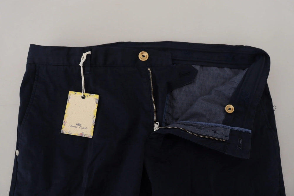 Domenico Tagliente Dark Blue Cotton Skinny Men Pants - Chinos