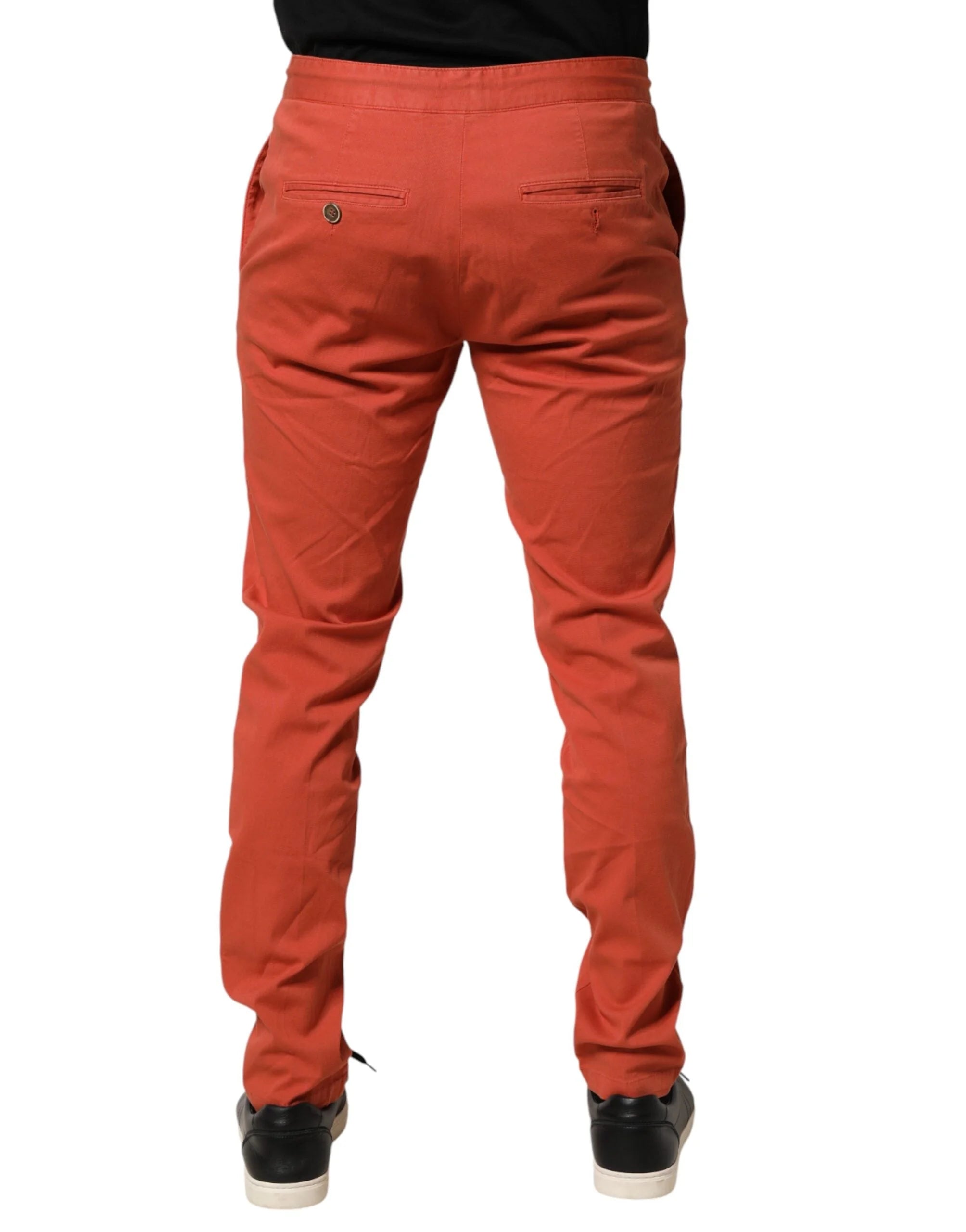 Domenico Tagliente Orange Skinny Fit Men Chino Trouser Pants - IT50 | L