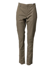 Dondup Beige Cotton Stretch Straight Chino Men Trouser Pants - W32