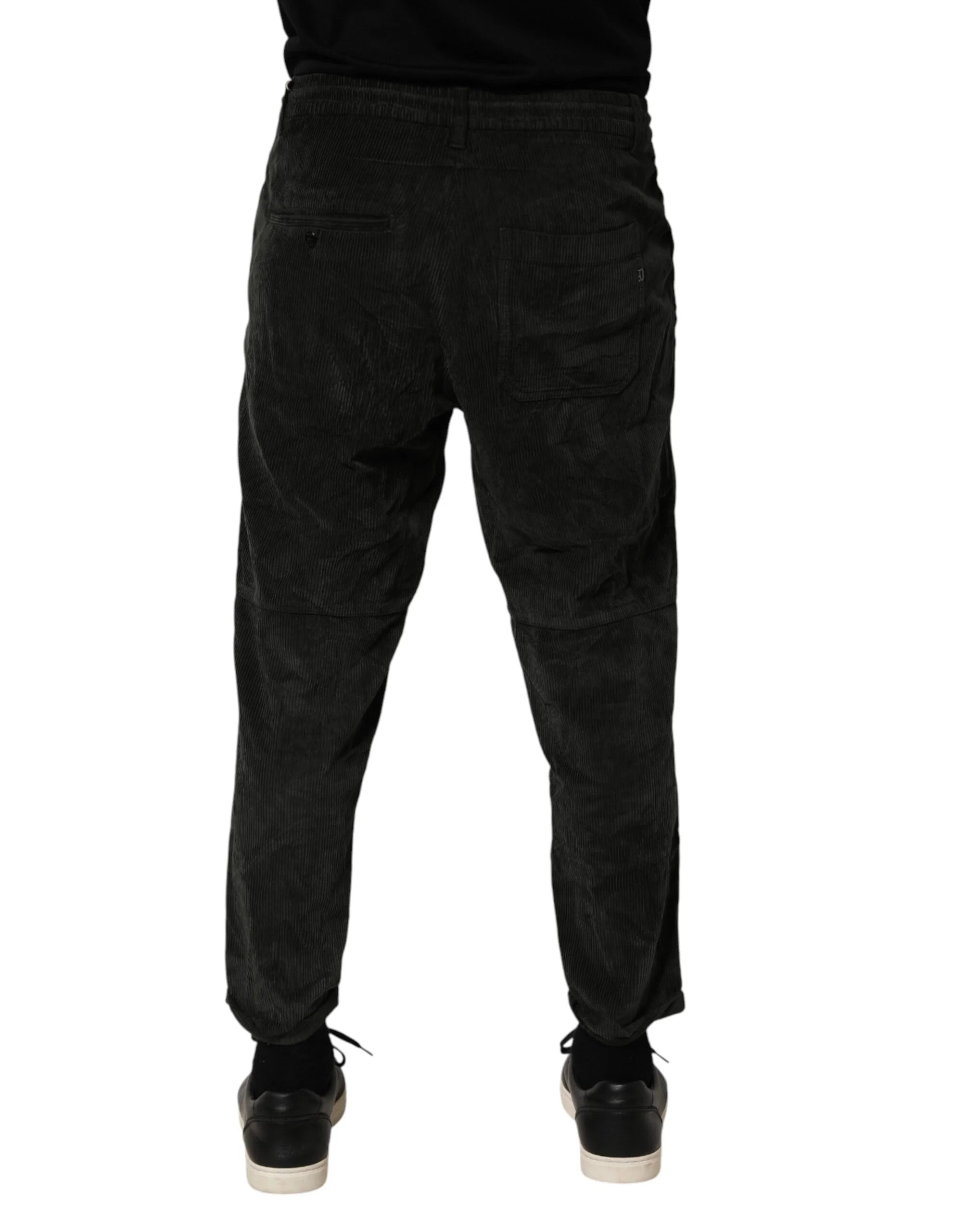 Dondup Black Mid Waist Cropped Corduroy Men Trouser Pants - W38 - Trousers