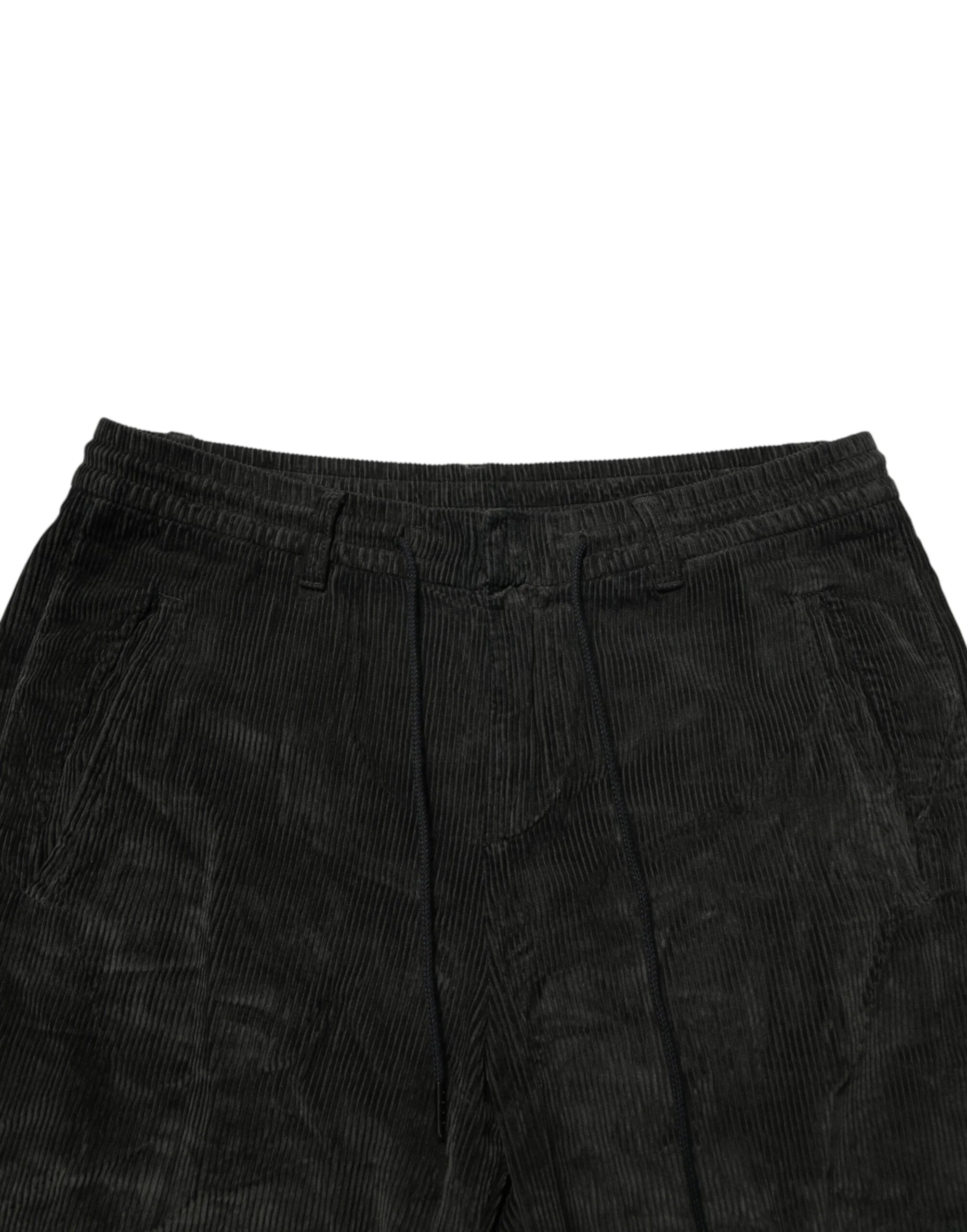 Dondup Black Mid Waist Cropped Corduroy Men Trouser Pants - W38 - Trousers