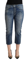 Dondup Blue Washed Mid Waist Capri Denim Jeans - IT40|S - Jeans