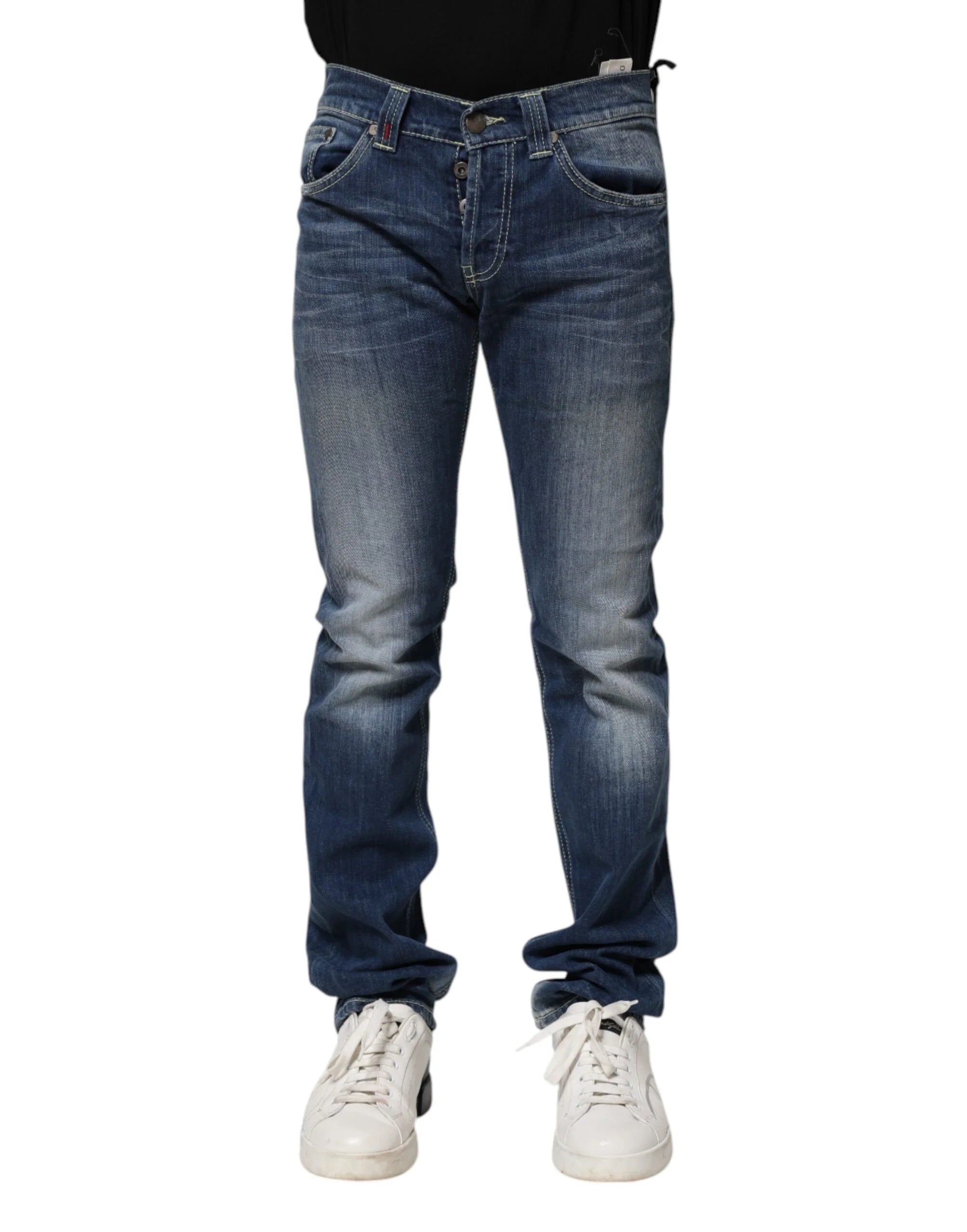 Dondup Blue Washed Skinny Fit Casual Men Denim Jeans - W30