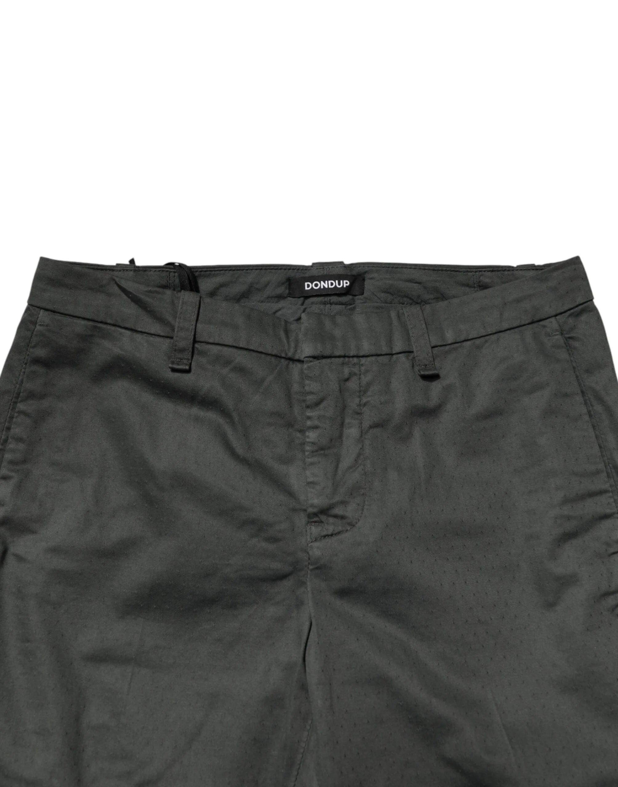 Dondup Dark Gray Cotton Mid Waist Skinny Men Chino Trouser Pants - W32