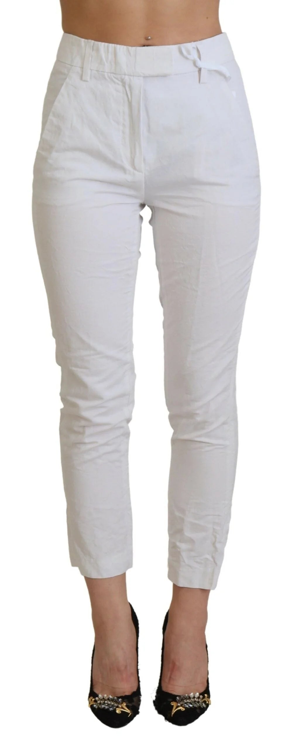 Dondup White High Waist Tapered Women Pants - IT38 | XS - Trousers