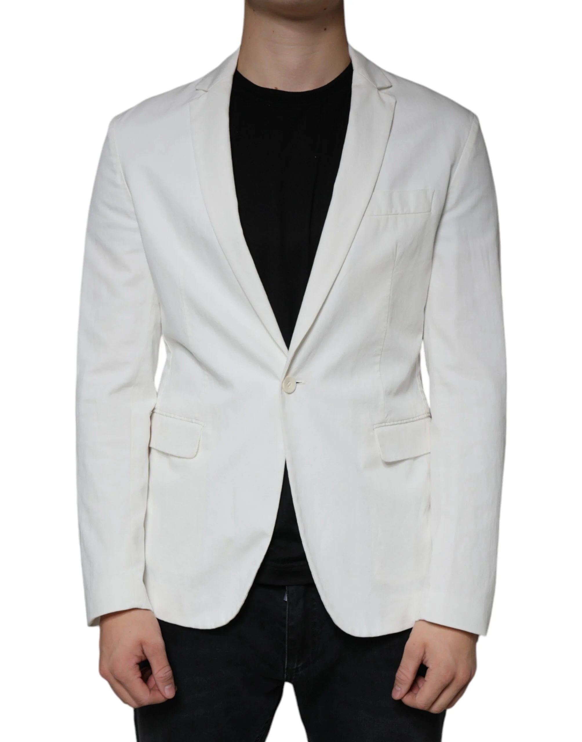 Dondup White Single Breasted One Button Dress Formal Blazer - IT50 | L - Sport Jackets