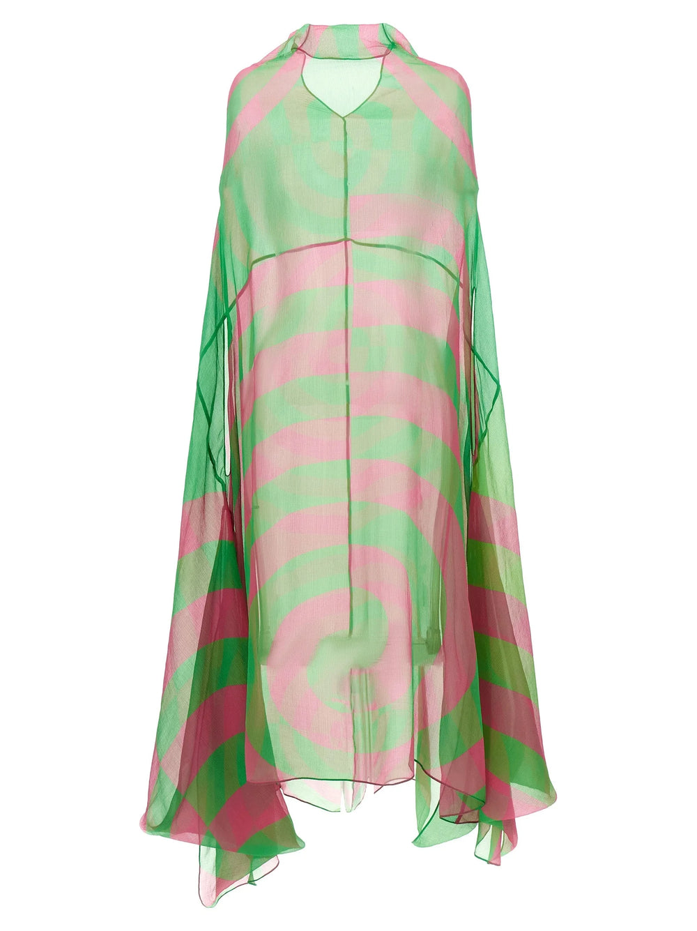 Dries Van Noten Bicolor Silk Midi Dress - S