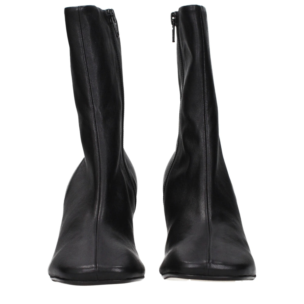 Dries Van Noten Black Leather Ankle Boots